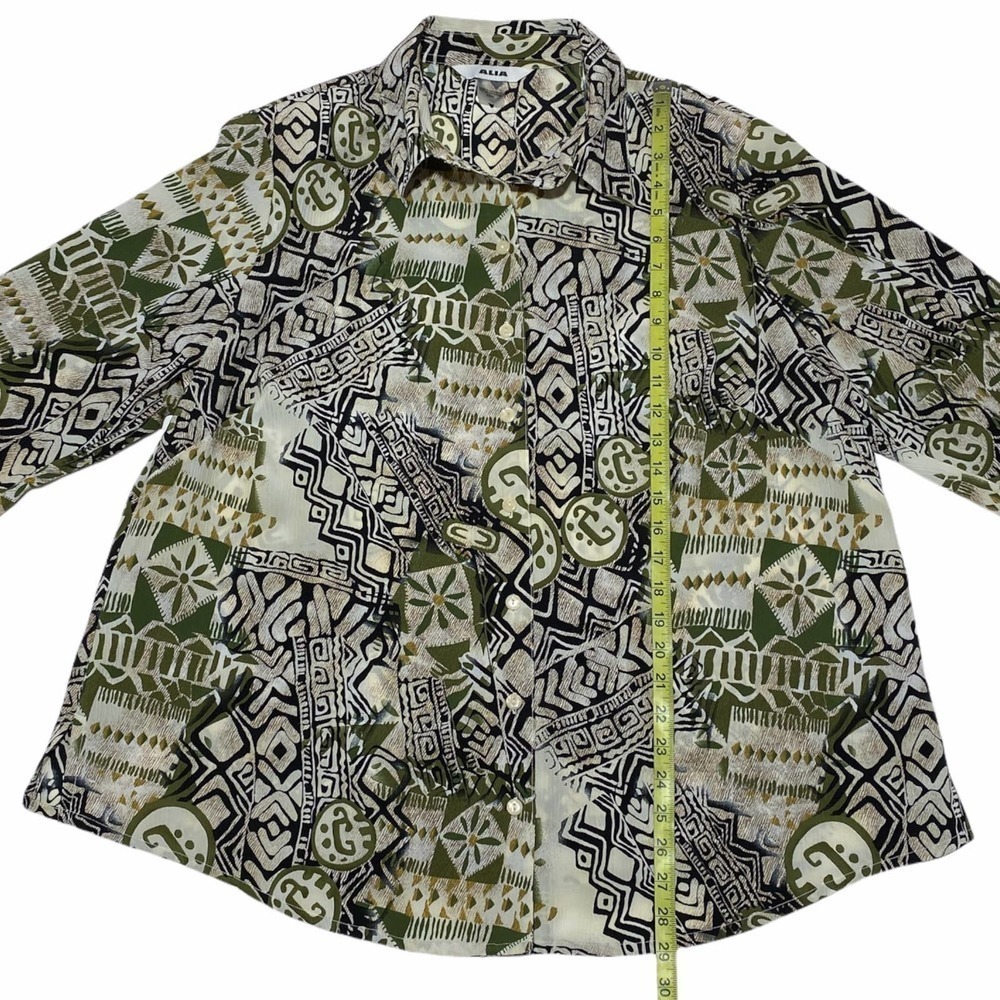 Alia Multicolored Boho Aztec Print Long Sleeve Bu… - image 6